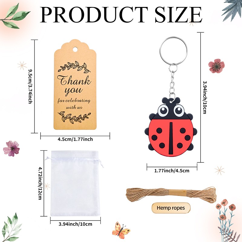 20 Set Ladybug Party Favors Include 20 Keychains,20 Thank You Tags And 20 Bag TO