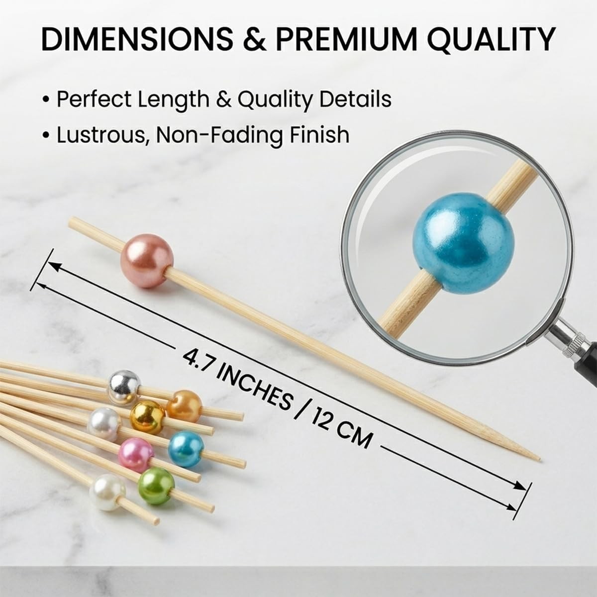 100 Count Cocktail Picks, 4.7 Inch Handmade Bamboo Appetizer Skewers, Fancy