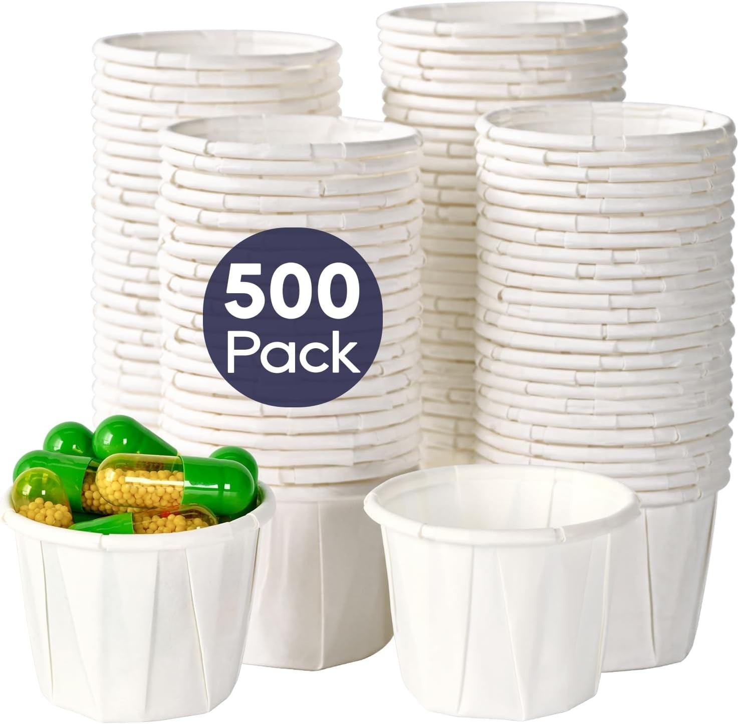500 Pack 0.75 oz Disposable Paper Souffle Medicine Cups, 3/4 oz Sample Cups f…