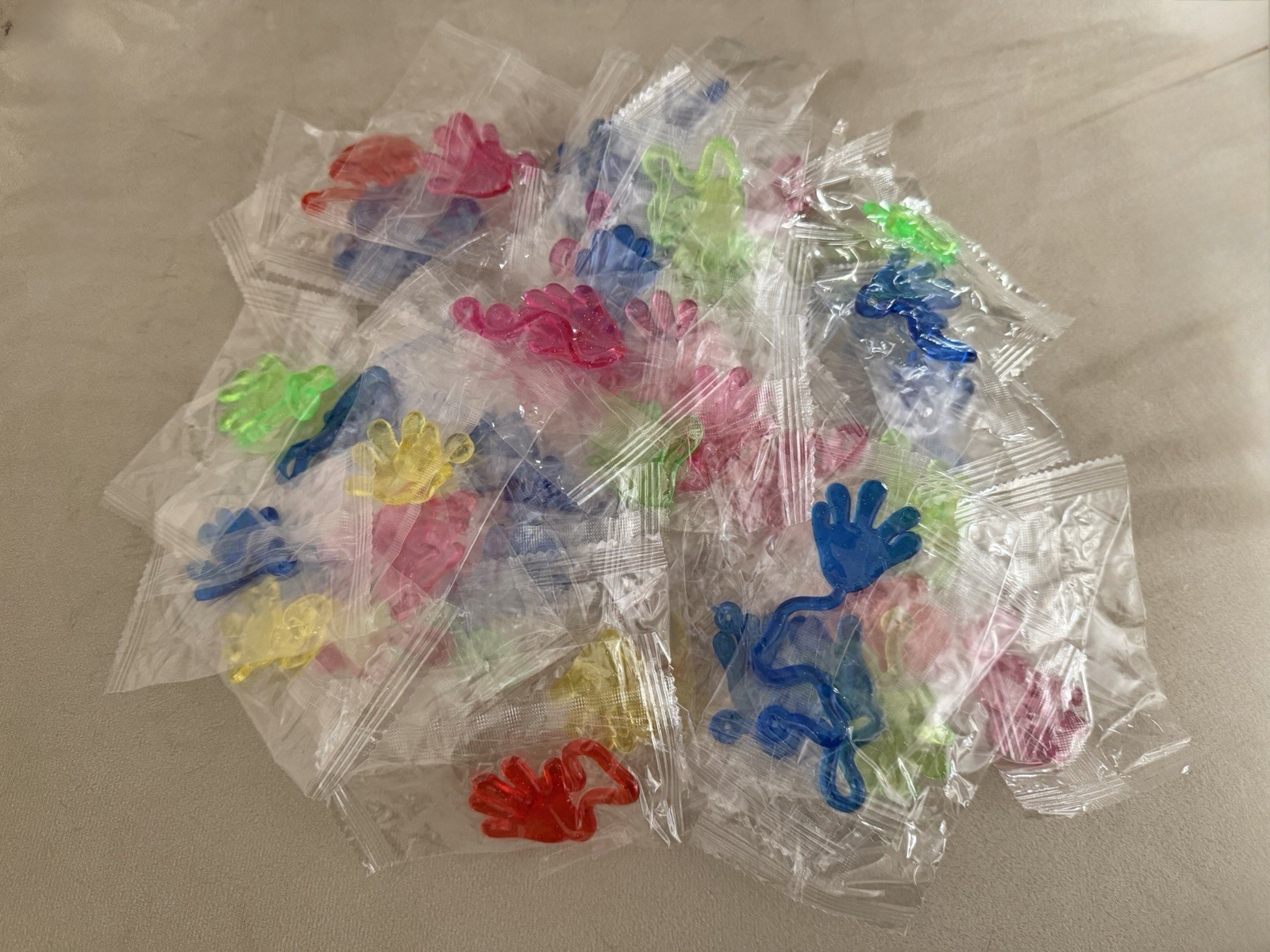 New 100 Lot Multicolor Sticky Hands Individually Wrapped Party Favors for Kids