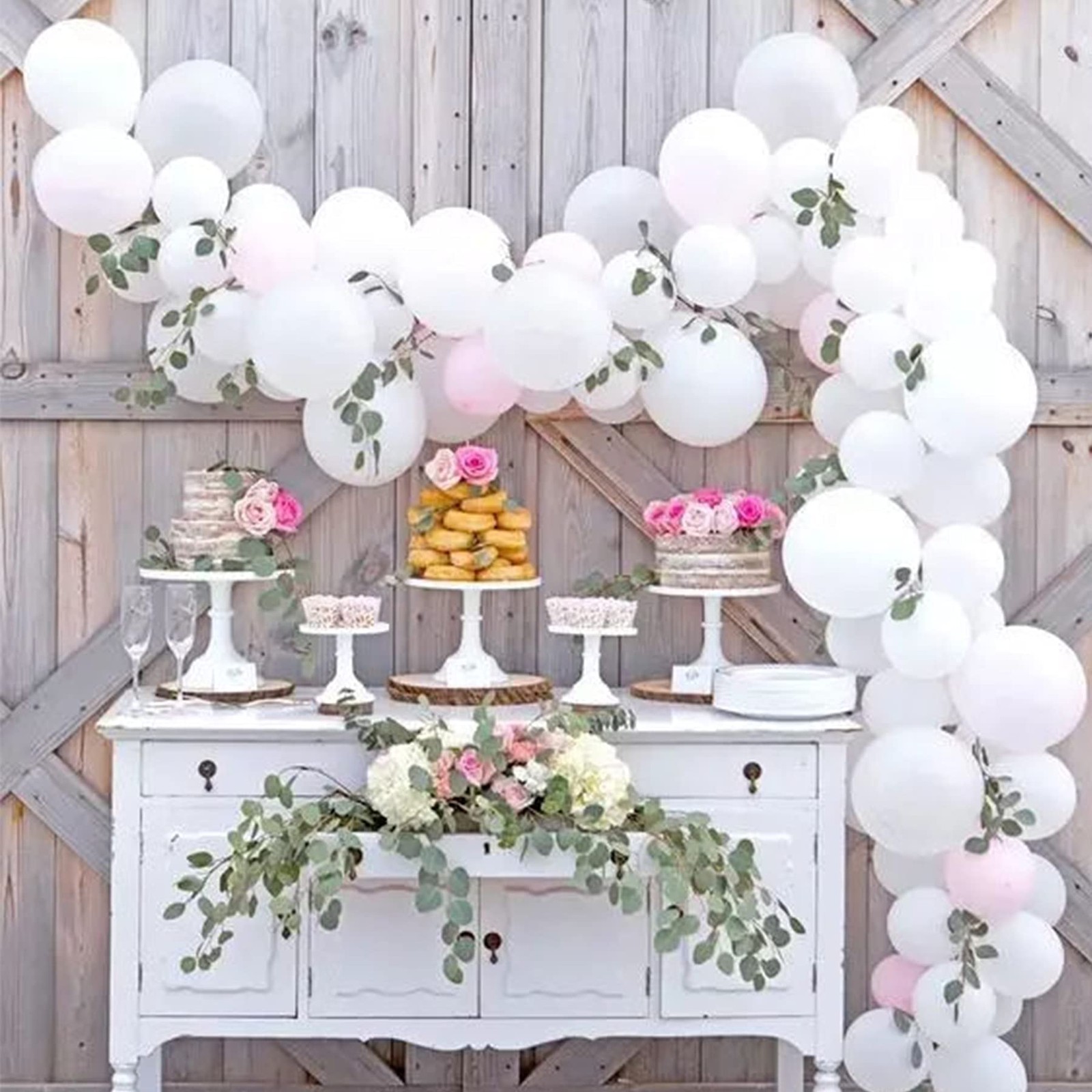 White Balloons 100 Pack 12 Inch White Latex Party Balloons with 2 Rolls of Ri…