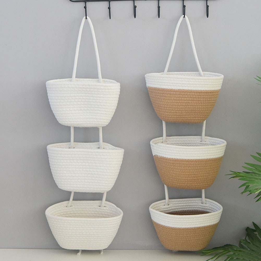 Contemporary 3 Level Hanging Basket for Wall Based Storage of Daily Use Items
