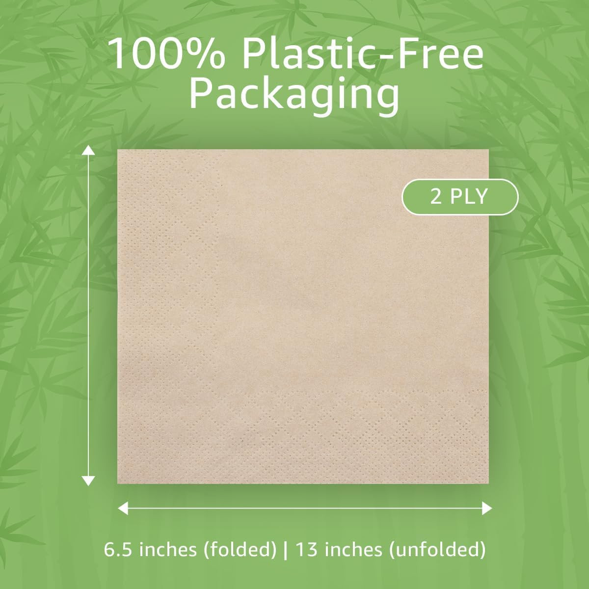 50 Pack 100% Bamboo Everyday Napkins – 2-Ply FSC 50 Napkins, Light Brown