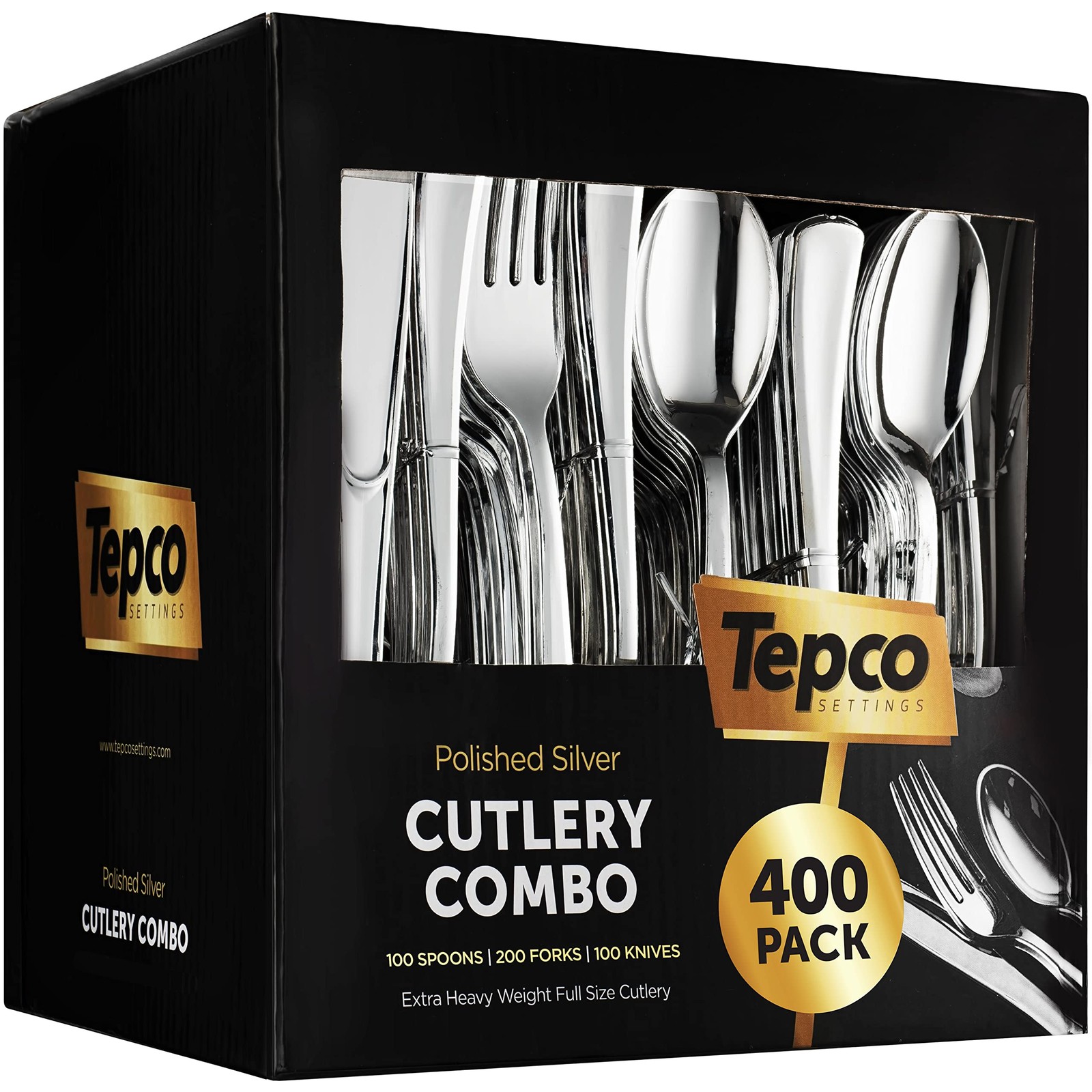 400 Plastic Silverware Set – Silver Cutlery Set – Disposable Flatware Set – 2…