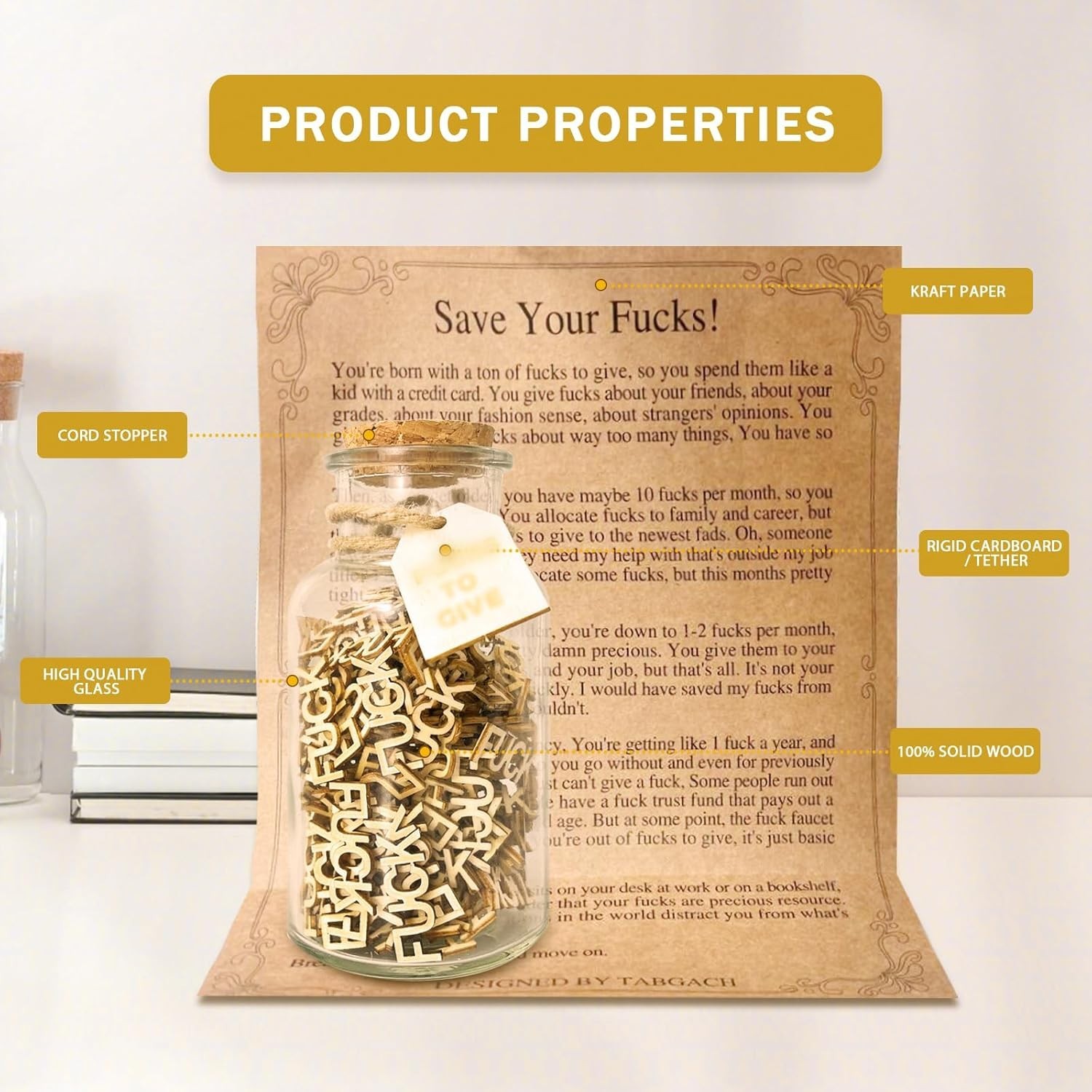 Eco-Friendly F**k Gift Jar with 200 Wooden Letters – Perfect for Any Occasion