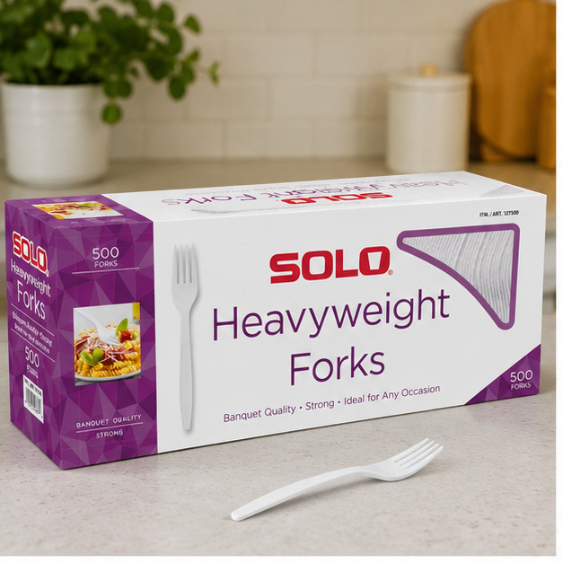 2-Pack Solo Heavyweight Plastic Fork, White, 500-count