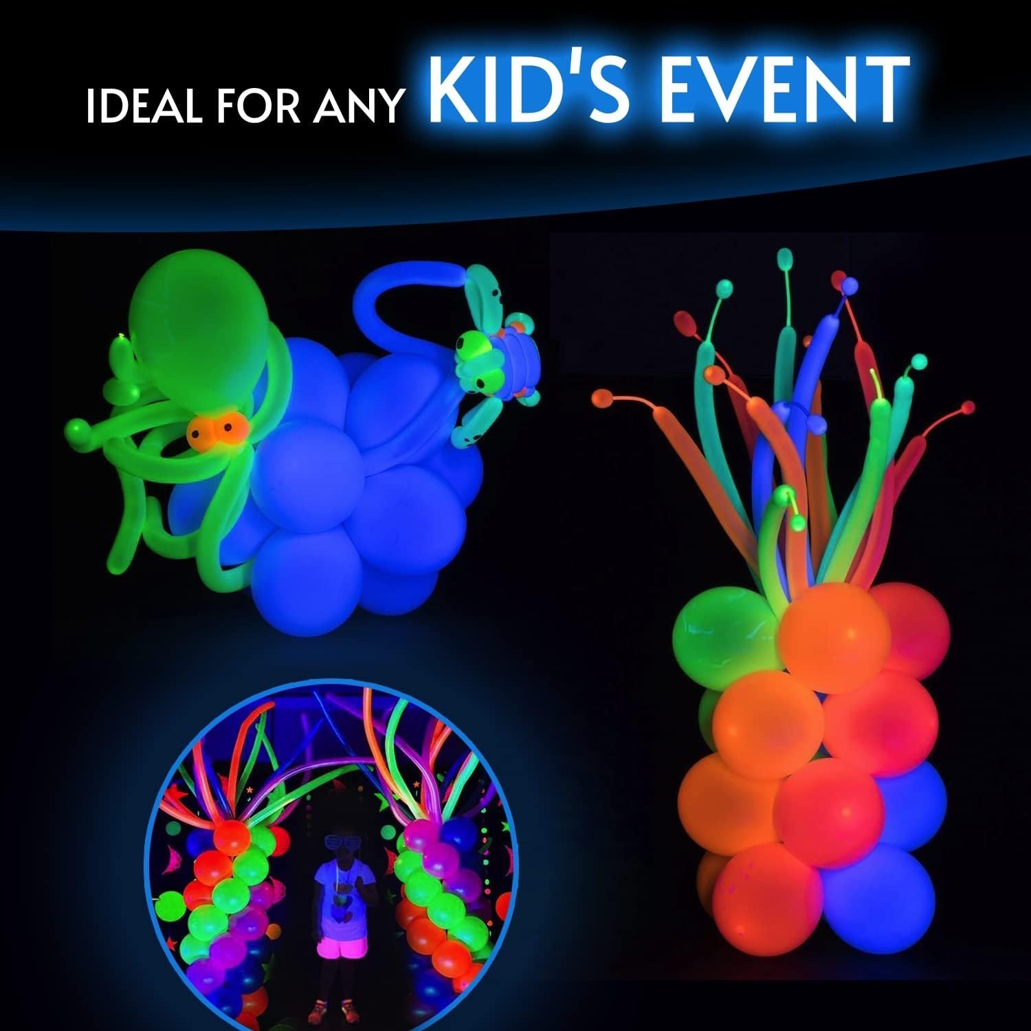 Neon Tying Balloons – Fluorescent Neon Glow Party Balloons for Tying Balloon …