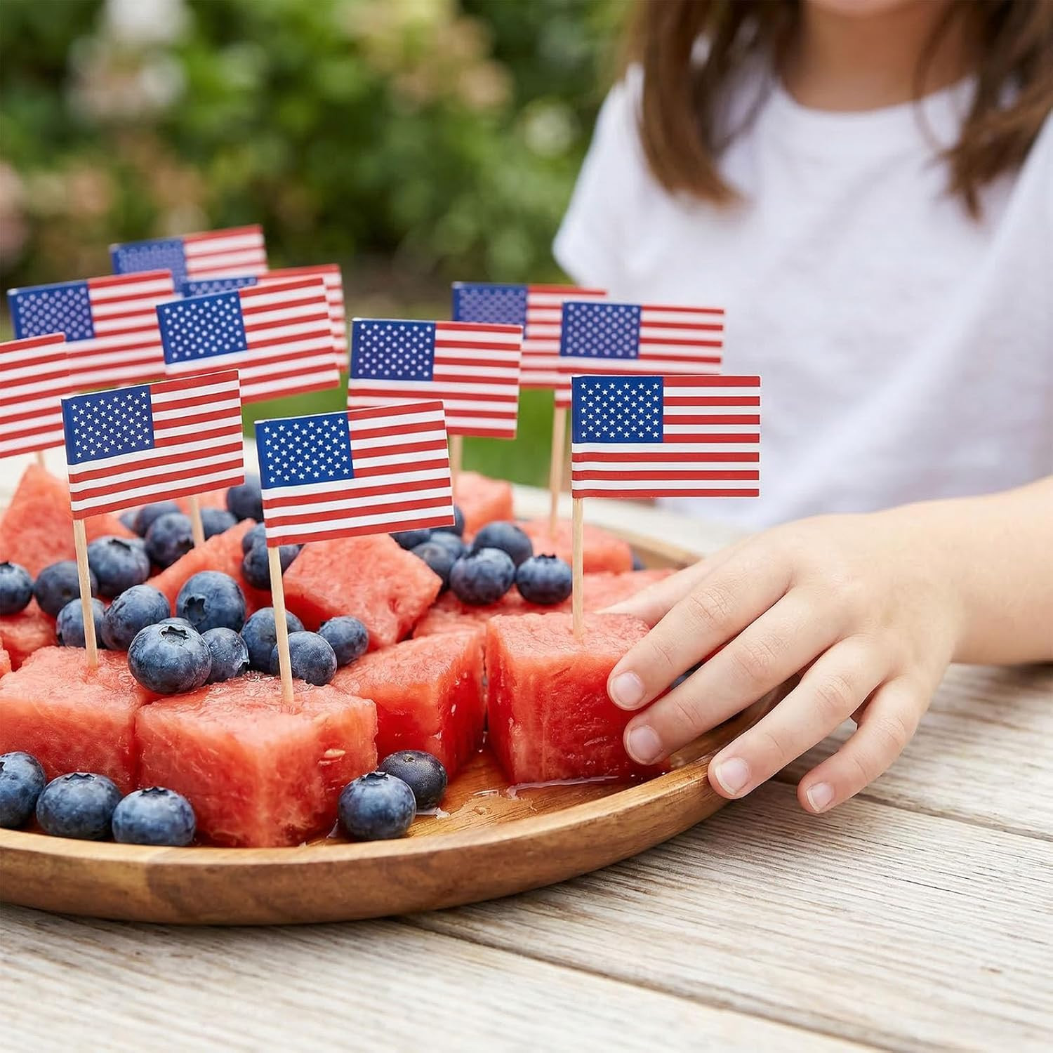 100 Pcs American Flag Toothpicks – Premium Patriotic Cupcake Toppers with Double