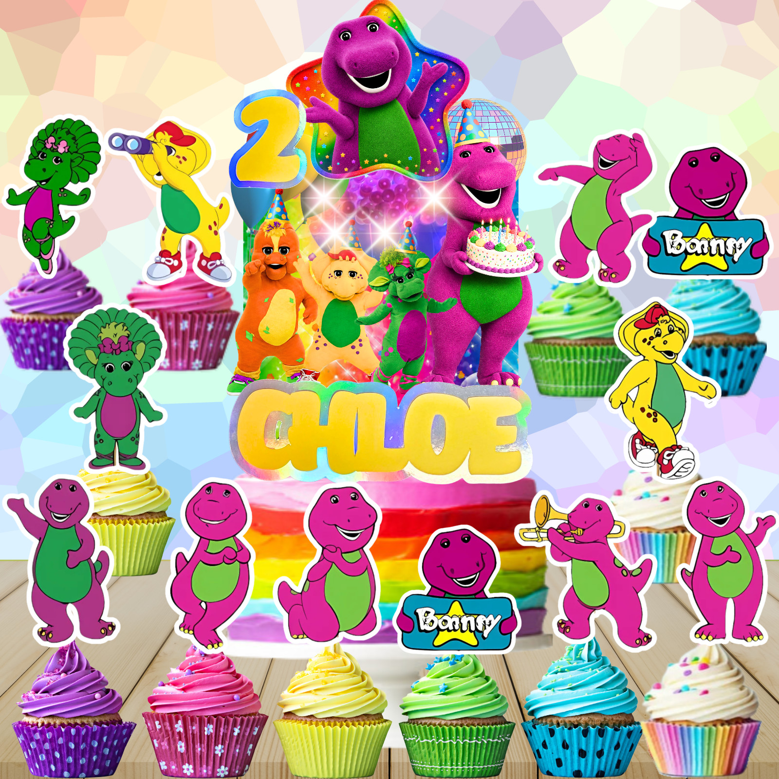 BARNEY cake birthday party decorations decor theme idea supplies BALLOON CUPCAKE