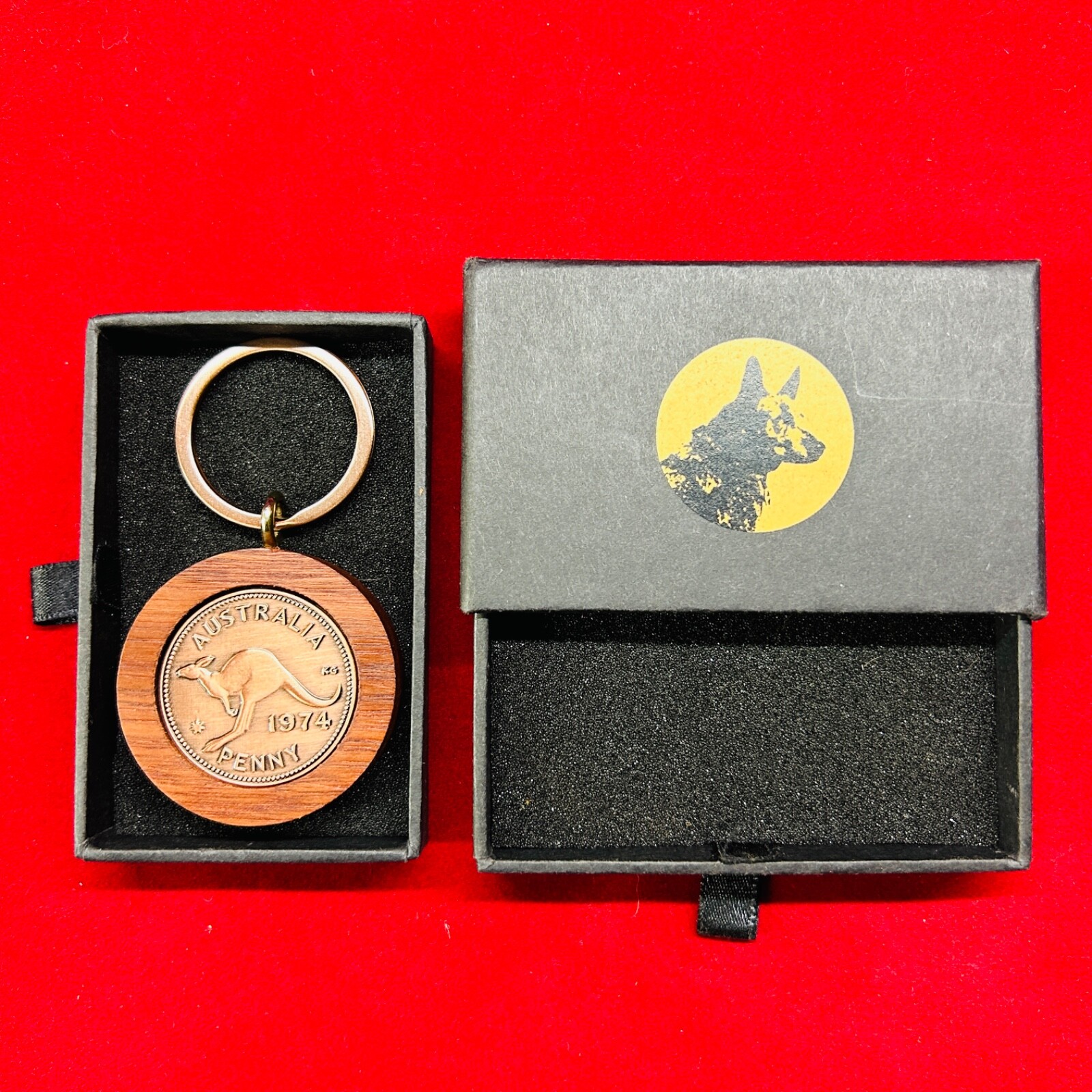 Jarrah Penny Keyring with an Australian penny of your choice