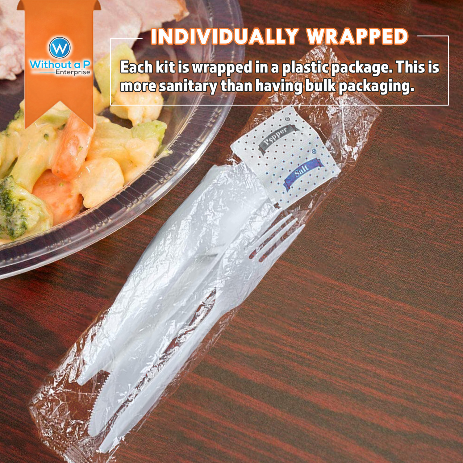 BULK HEAVY WEIGHT Cutlery Individually Wrapped White Plastic Cutlery