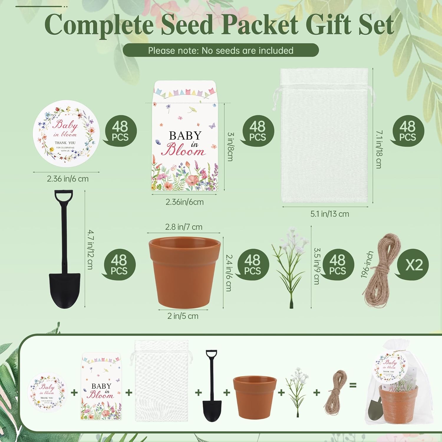 Aneco 48 Sets Baby Shower Seed Packet Favors Without Seeds