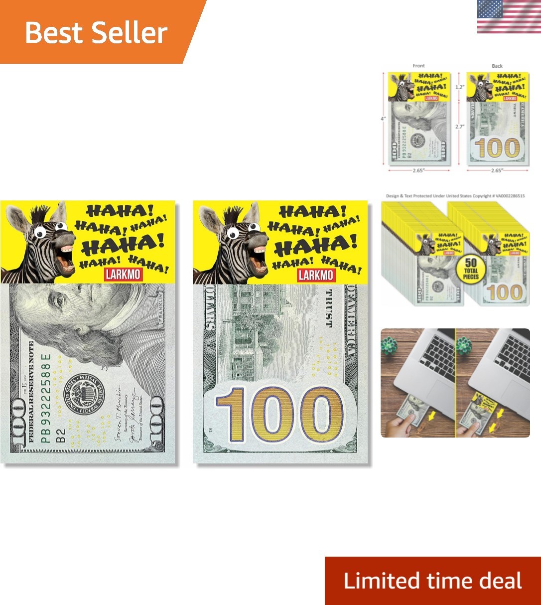 The Pranking Zebra Funny $100 Gag, Realistic One Hundred Dollar Bill Joke Off…