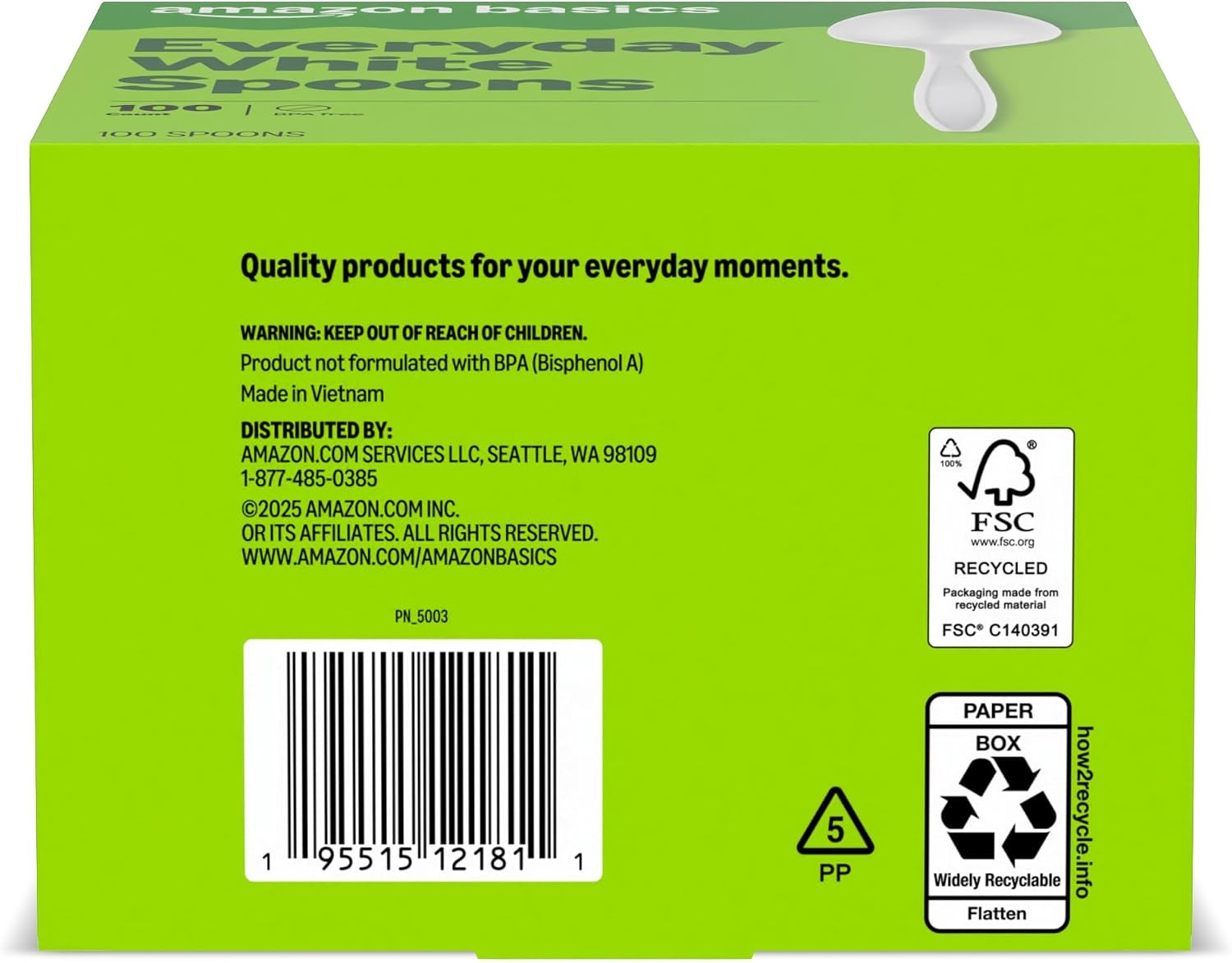 Disposable Everyday White Spoons, 100 Count