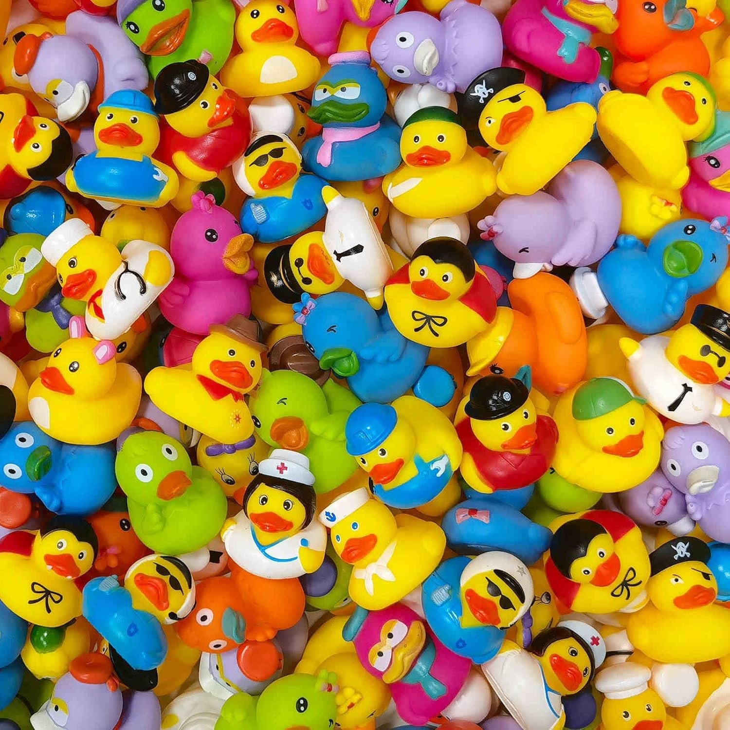 100-Pack Rubber Ducks in Bulk,Assortment Duckies for Jeep Ducking Floater Duck