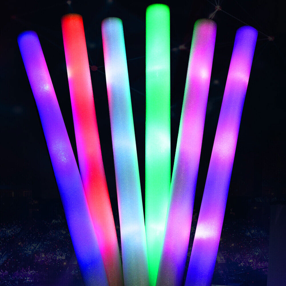 LED Light Up Foam Sticks 100-500PCS Baton Wands Rally Party Rave Tube Glow Wands