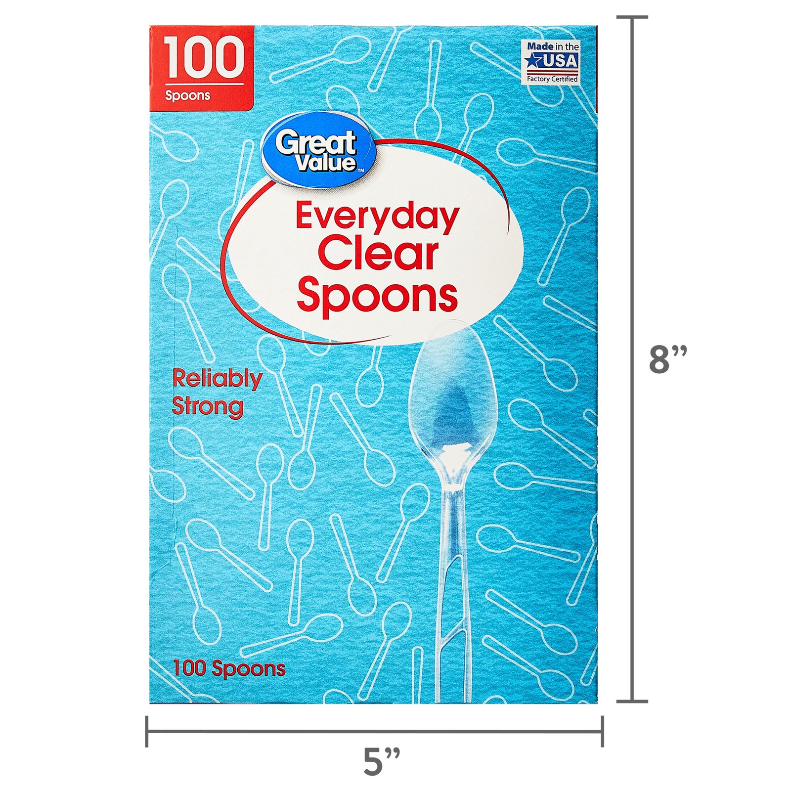 Great Value Plastic Everyday Clear Spoons, 100 Count