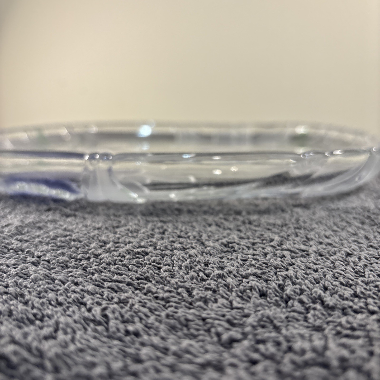 Large Mikasa ? Glass Art-Deco Charger Platter – Daffodil Blue / Clear 12″ x 12″