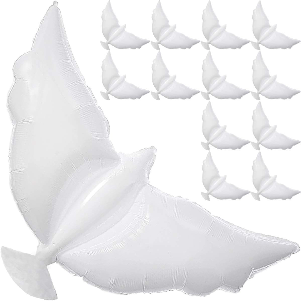 12-Pack Dove Balloons Memorial Release in Sky, Biodegradable White Angel Lantern