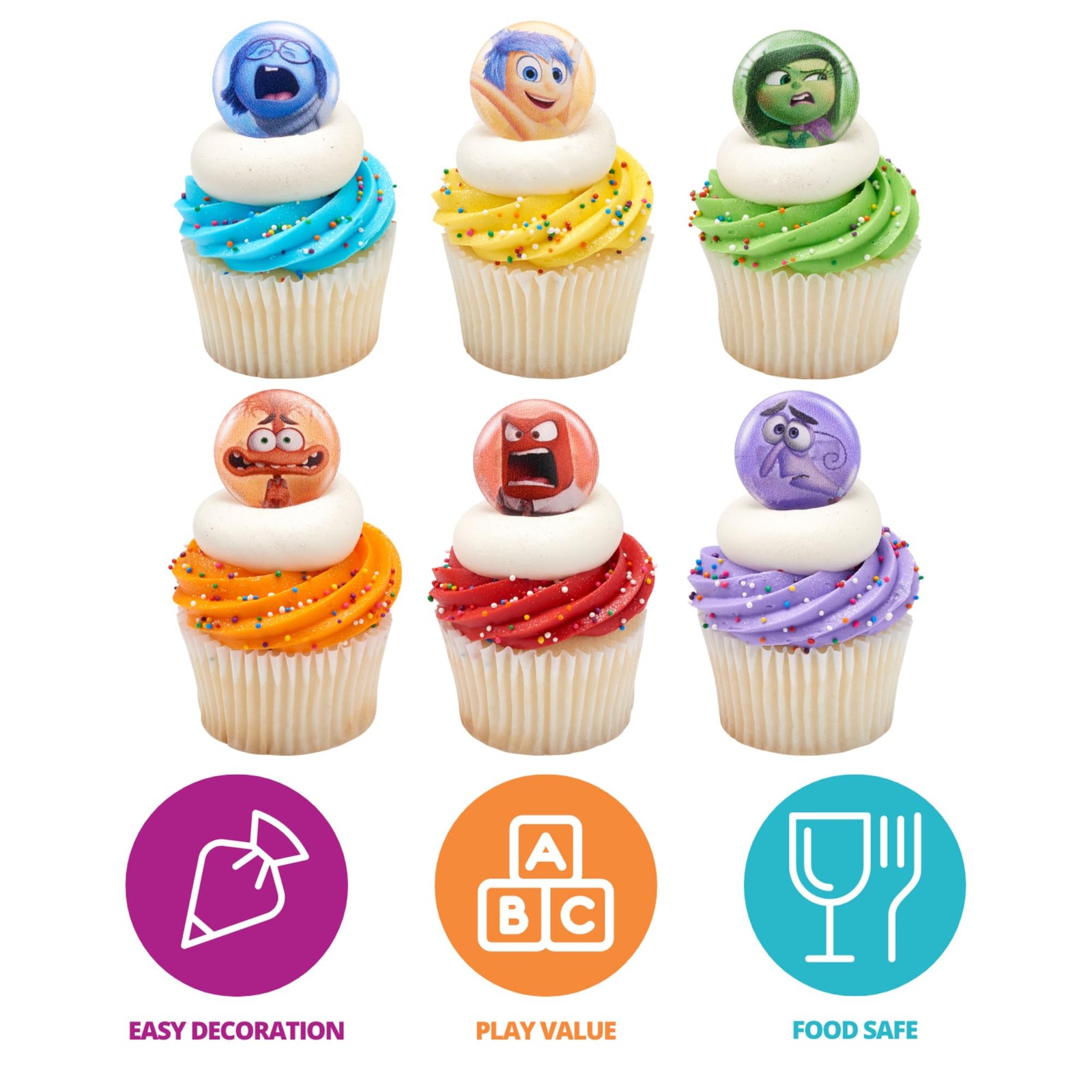 DecoPac Disney & Pixar’s Inside Out 2 Bursts of Emotion Rings, Multicolored Cupc