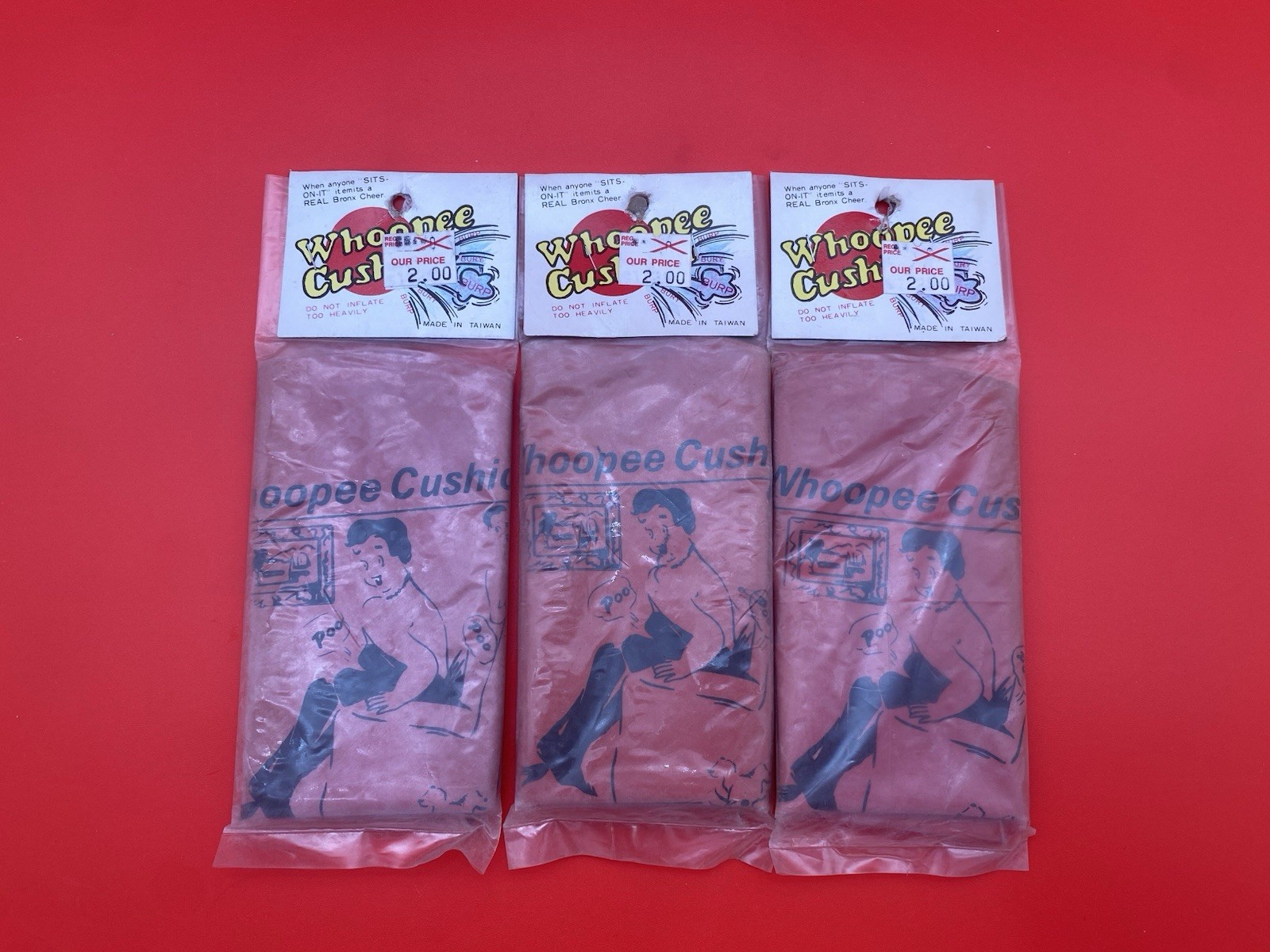 Whoopee Cushions Lot of 3 Vintage Fart Noise Toys – Sealed 1970’s New Old Stock