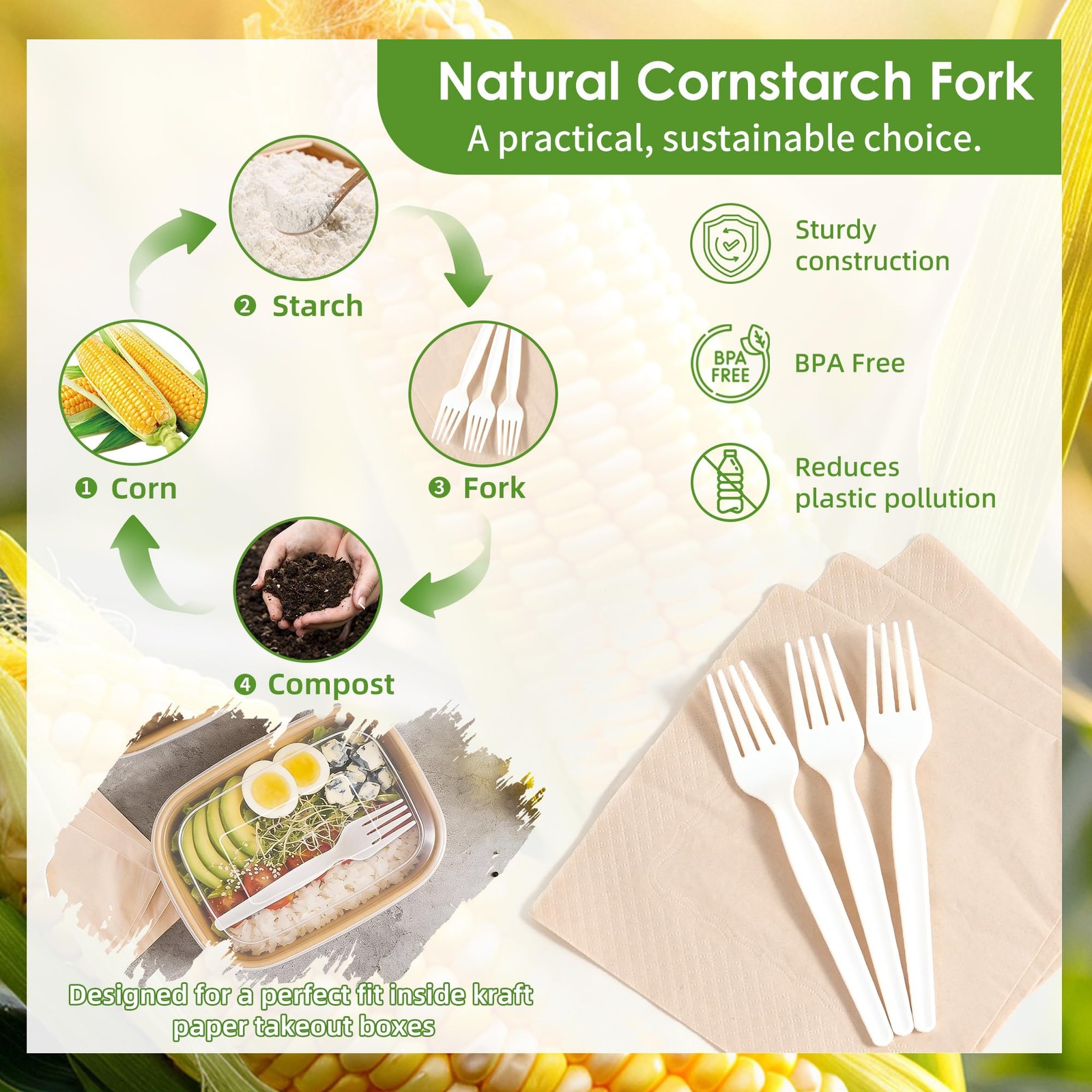 50 Pack 35oz Meal Prep Containers with Lids and Forks for Lunch Takeout