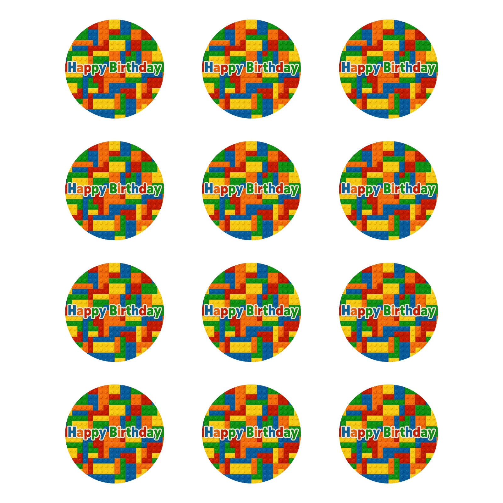 15 Count Building Block Bricks Edible Topper Image Cupcake Cookie Pre Cut- 2″