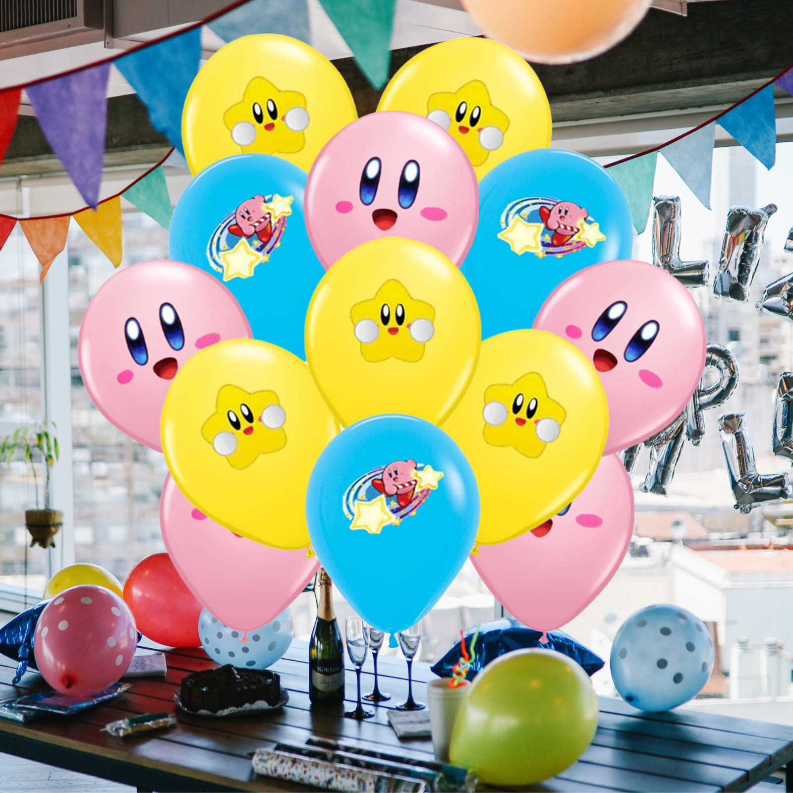 KIRBY STAR GAME pink foil balloon birthday party supplies centerpiece decoration