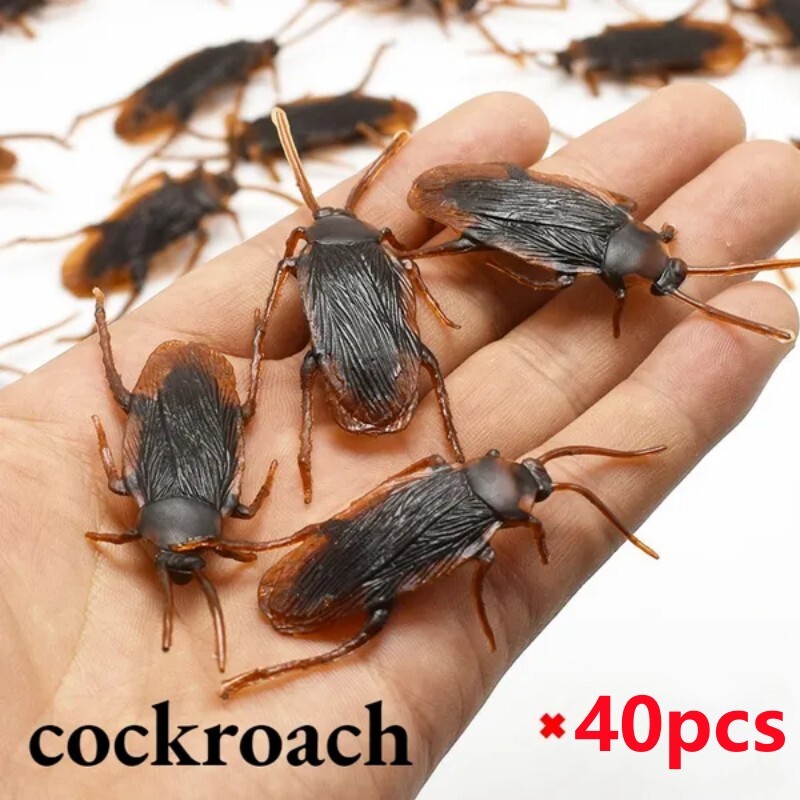 Realistic Rubber Fake Cockroaches Creepy Cock Roach Bugs Prank Gag Gifts 40pcs