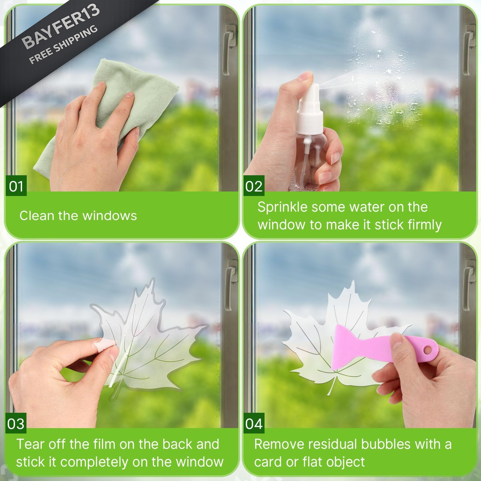 26 Pcs Leaf Window Decals, Anti-Collision Stickers for Birds, White