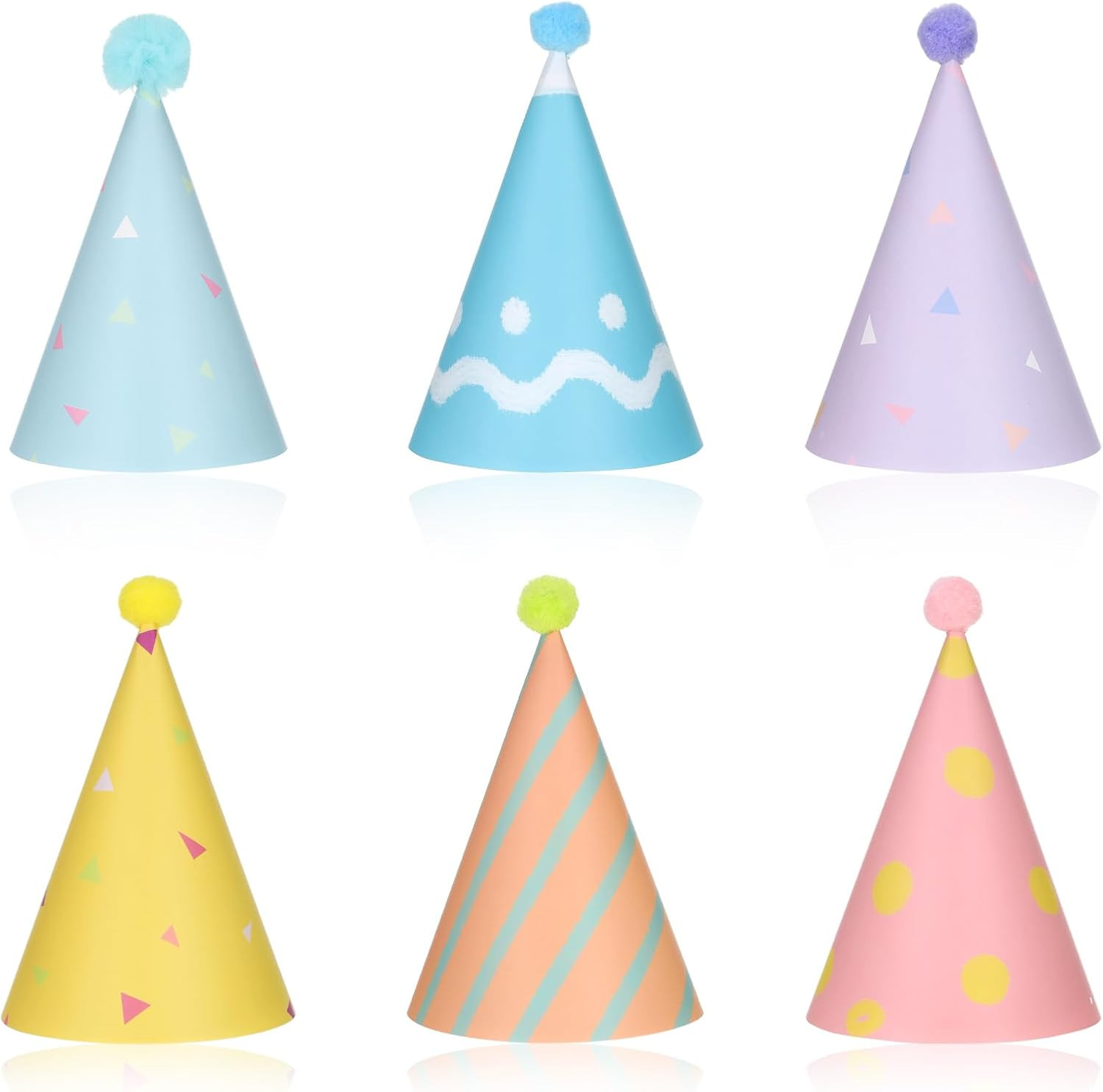 Adjustable Mini Birthday Hats for Dogs, Cats, and Stuffed Animals – 6 Pack