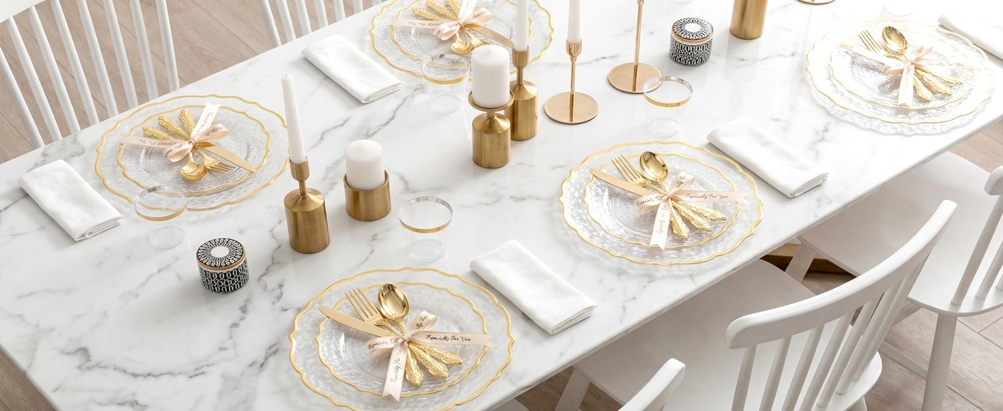 120PCS Gold Plastic Silverware, Disposable Silverware Include 40 Forks, 40
