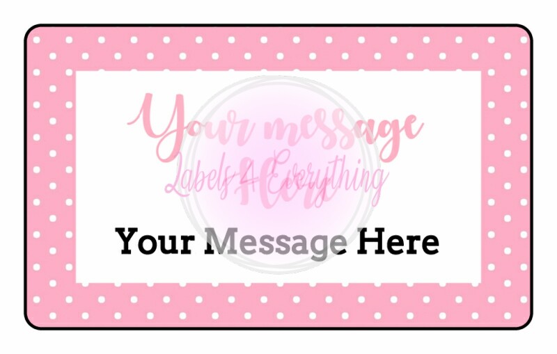 Personalised Polka Dot Rectangle Stickers Gift Seals Tag Sweet Cone Bag Box