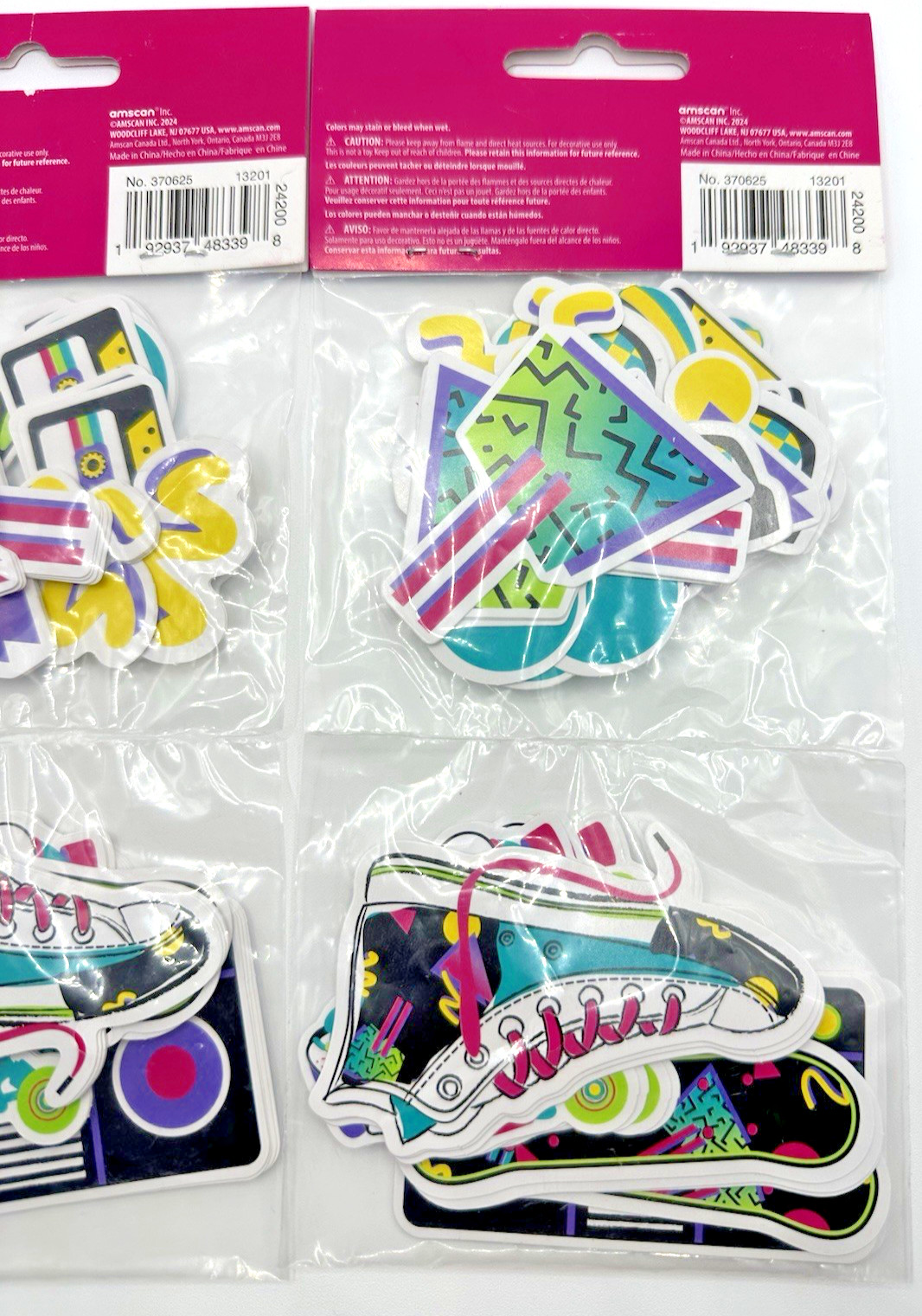 Retro 1980s-90s Confetti Cutouts 80s 90s Party Decoration 96pcs New
