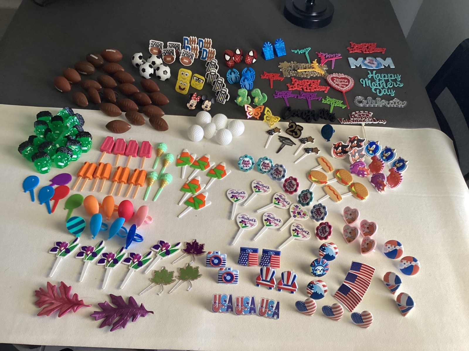Mixed large Lot 194 various cake cupcake toppers rings picks decorations