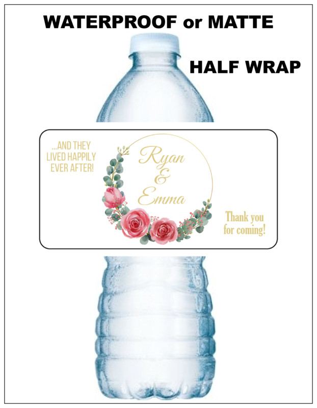 20 WEDDING RED or BLUE ROSES Personalized Water Bottle Labels or any occasion