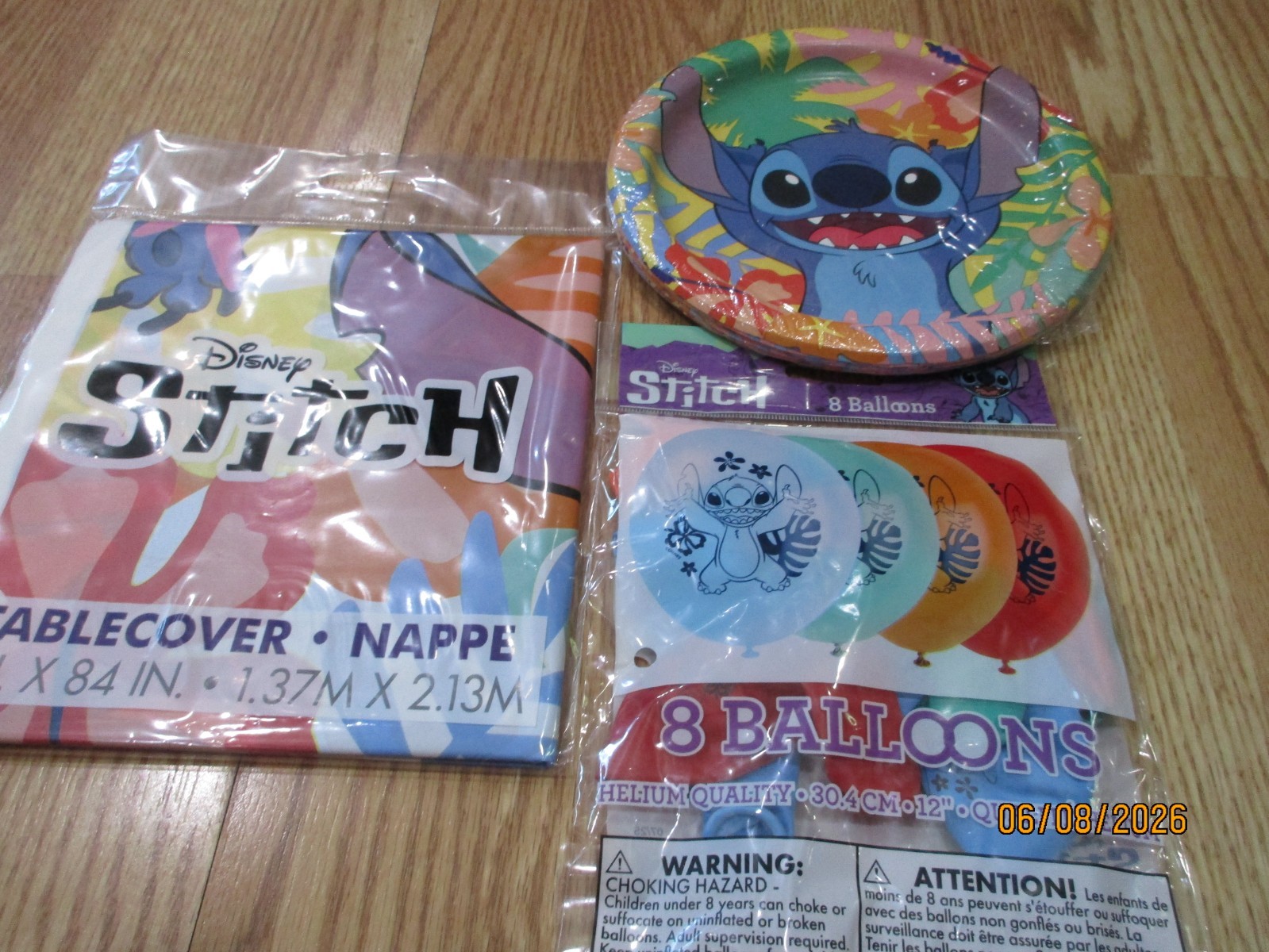 Disney’s Stitch Birthday Party Supplies Multi-color 3pc Lot 2024 NOS