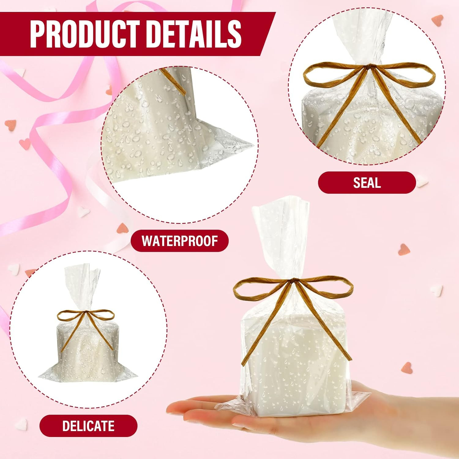 100 Pcs Clear Flat Cellophane Soap Bags for Packaging 4.9” X 7.9” Small Min…