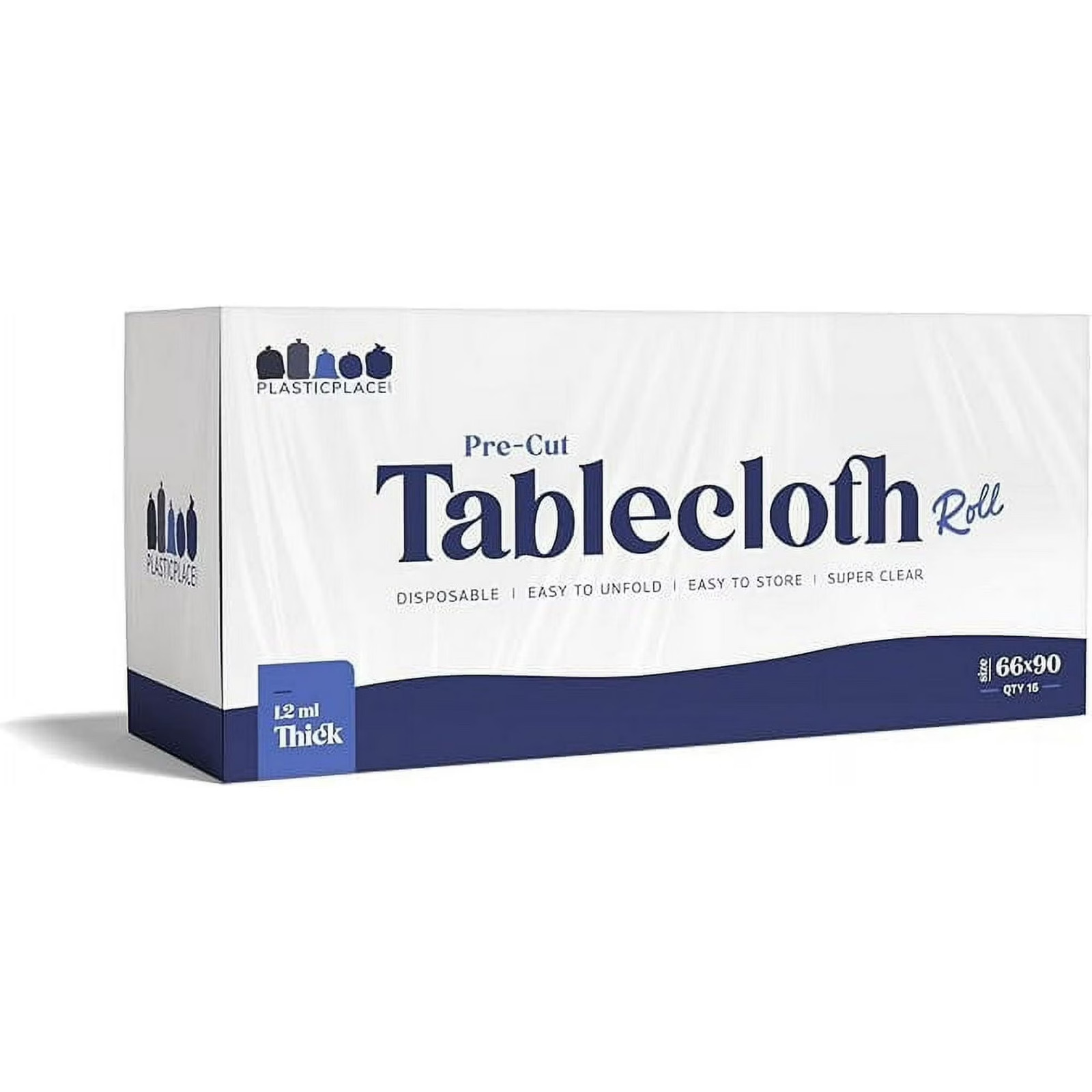 Plasticplace Pre-Cut Clear Plastic Disposable Tablecloth 66″ x 90″ (16 Count)