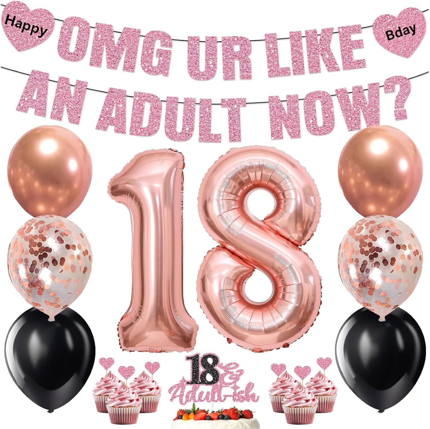 18th Birthday Party Decorations Girls Pre-Strung OMG UR LIKE AN ADULT NOW Banner