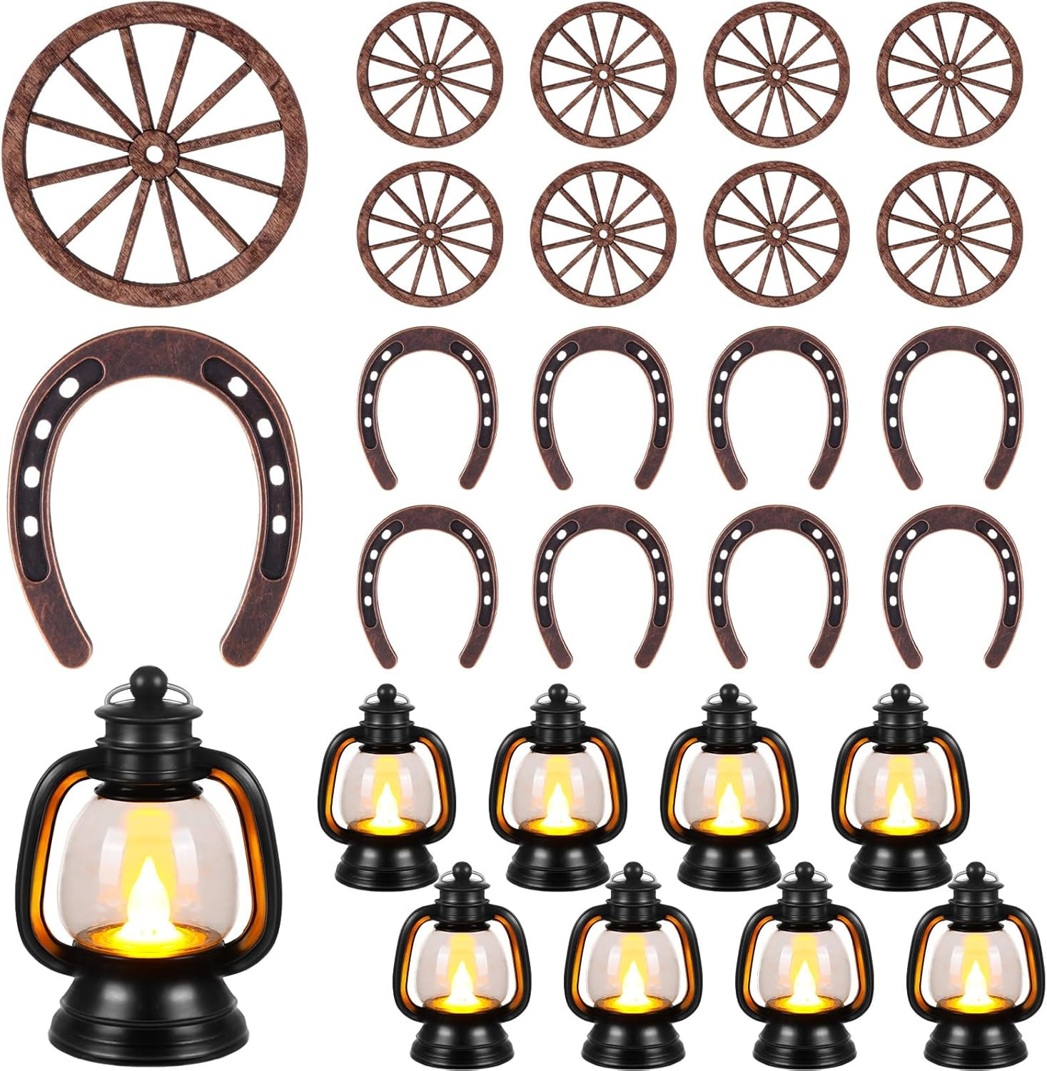 24 Pcs Western Themed Party Decorations Cowboy Table Centerpieces Lucky Horsesho