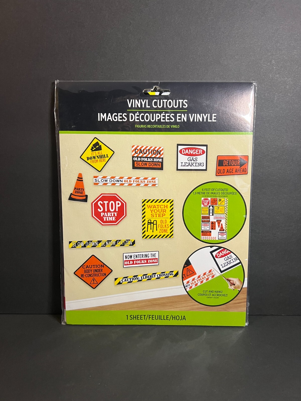 Amscan Novelty Gag Funny Over the Hill Senior Birthday Decor Vinyl Cutouts