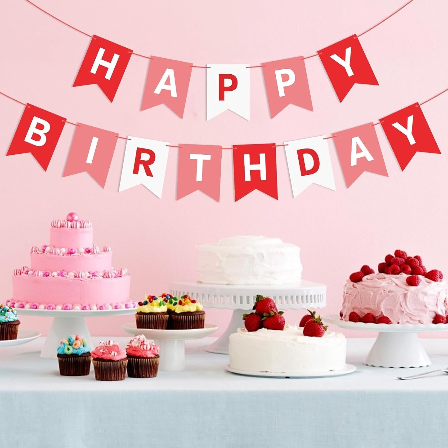 Fade-Resistant Red Happy Birthday Banner – Indoor & Outdoor Party Essential