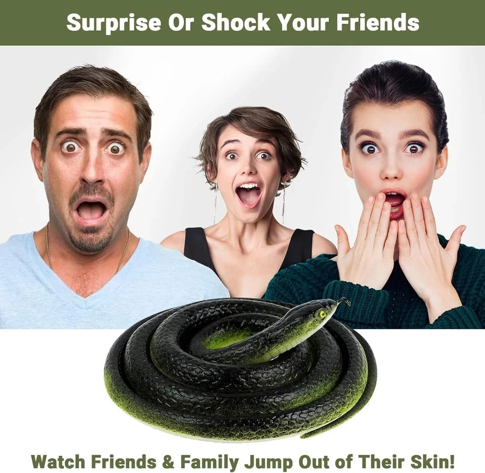Realistic Rubber Snake, 2Pack Fake Snake Rubber Snakes Keep Birds Away