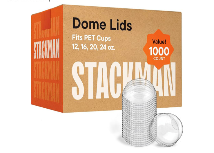 1000Pk Plastic Clear Strawless Snap Disposable PET Dome Lids Fits for 12, 16, 20