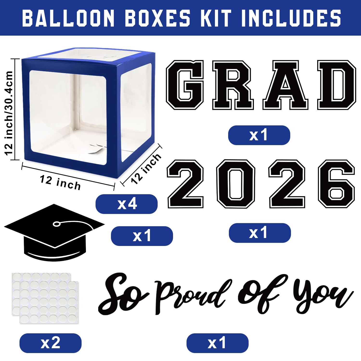 Graduation Decorations Class of 2026 Blue Graduation Decorations Balloons B…