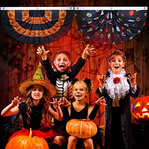 6 Pack Halloween Bunting Flag Halloween Decoration Outdoor Pleated Half Fan