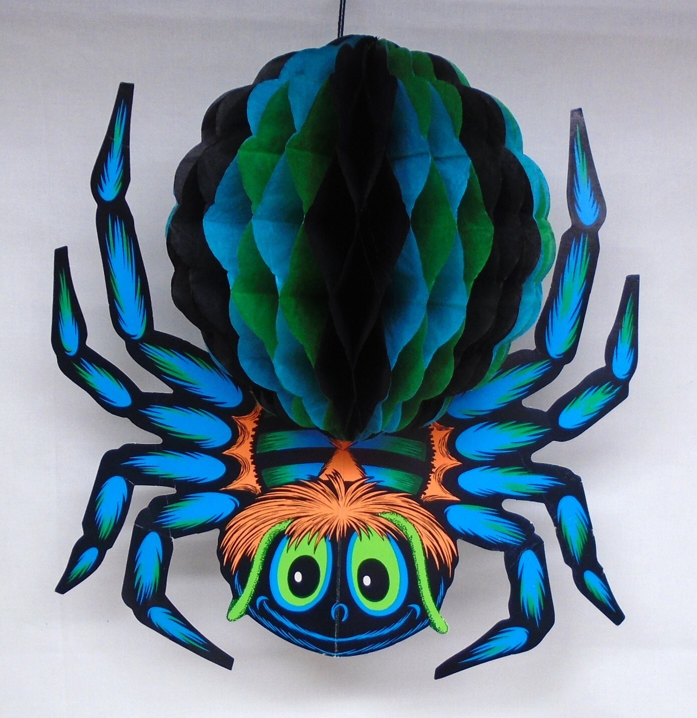 Vtg 1980 Beistle Halloween Decoration Spider Hanging Honeycomb Decoration Used