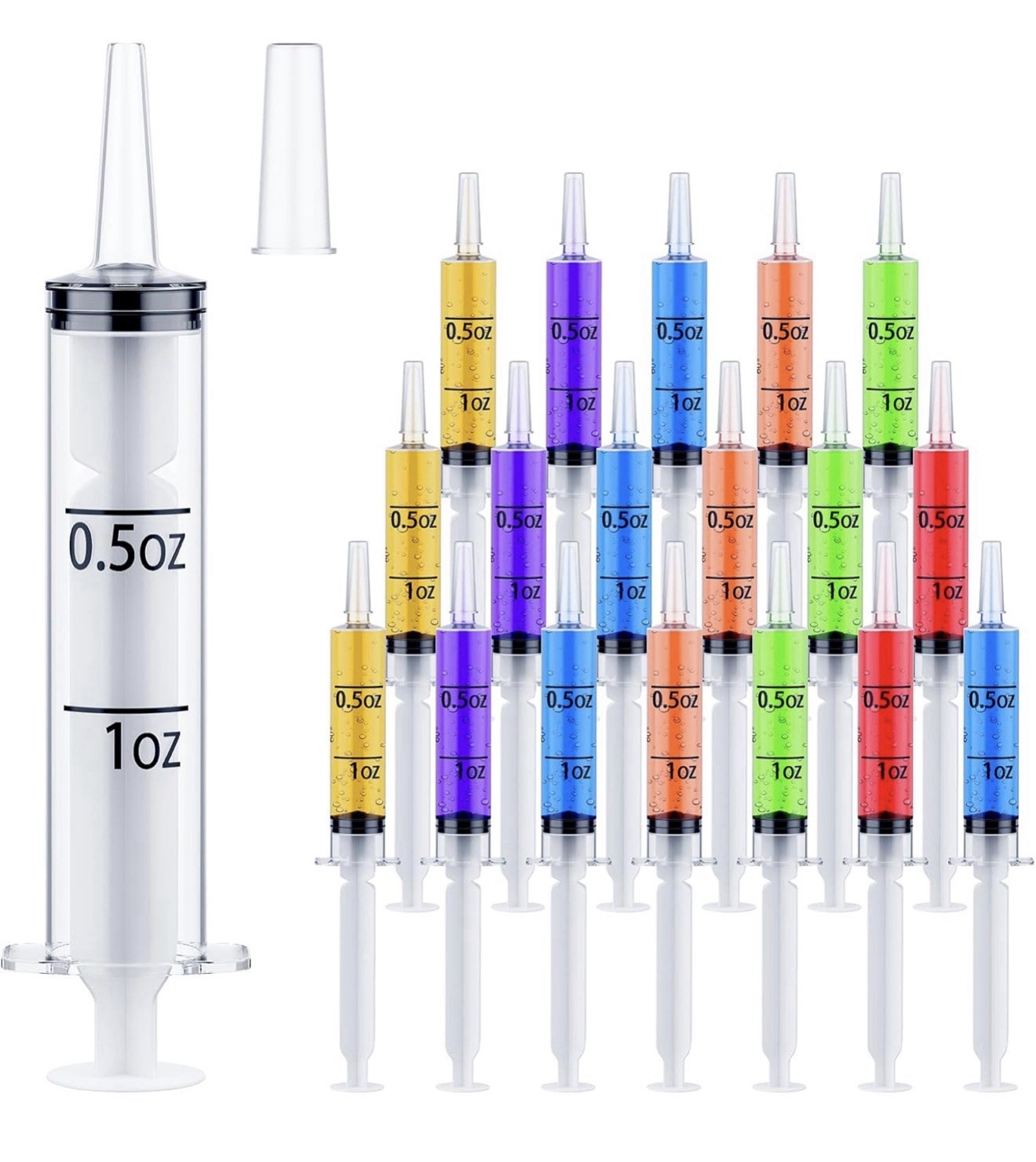 Jolly Chef 1.5oz Jello Shot Syringes with Caps, Reusable, BPA-Free, 100 Pack