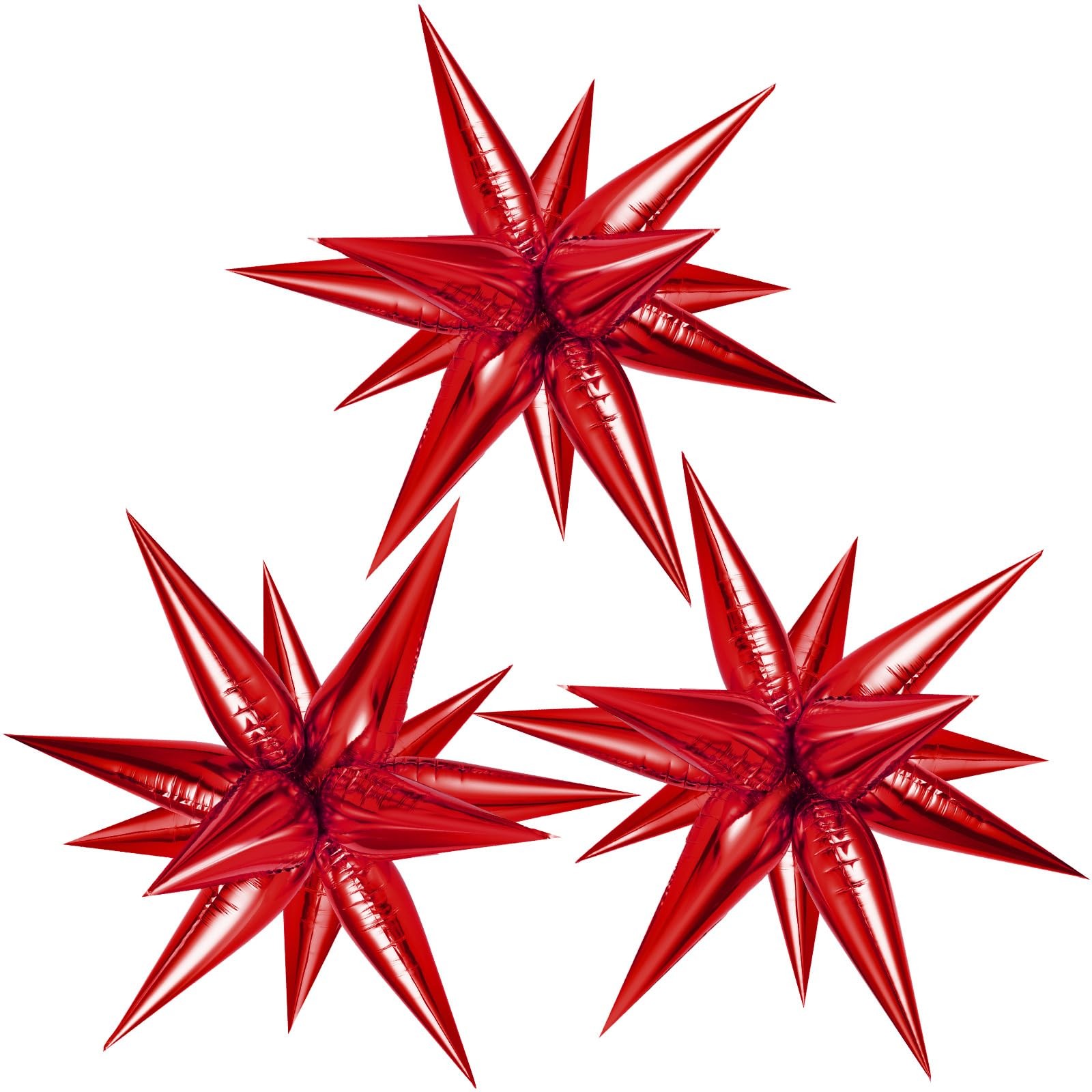 Red Star Foil Balloons, 36 PCS Explosion Cone Balloons, 12 Point 26 Inch Larg